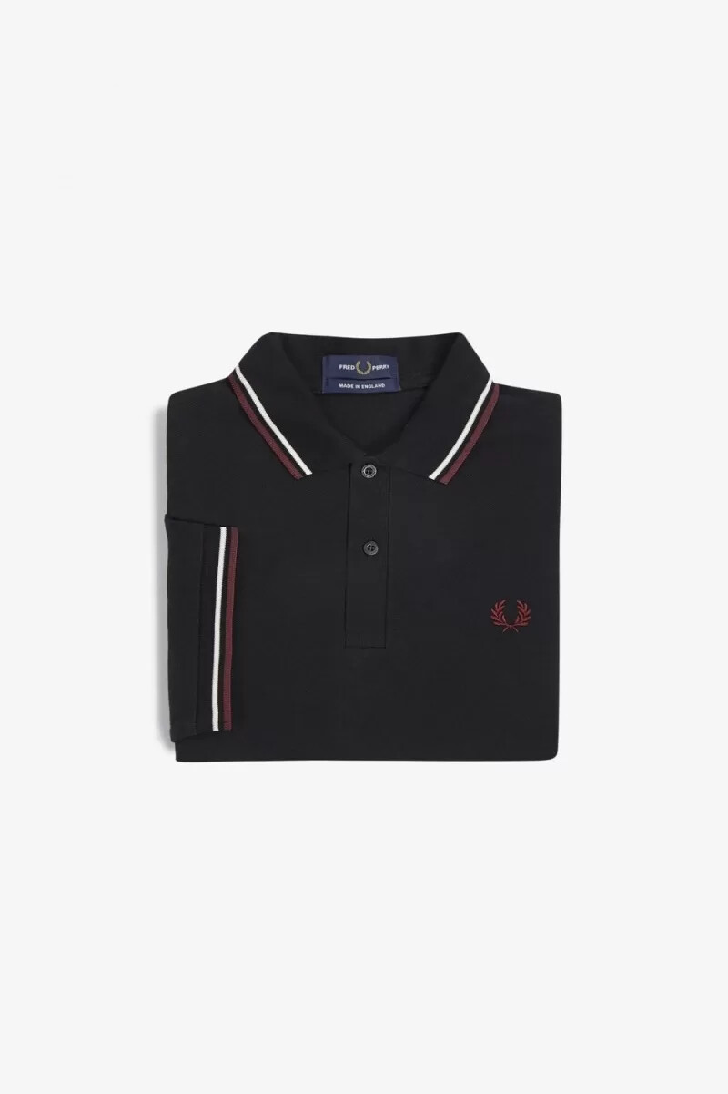 camisa fred perry m12 para hombre color negro beige y sangre de buey