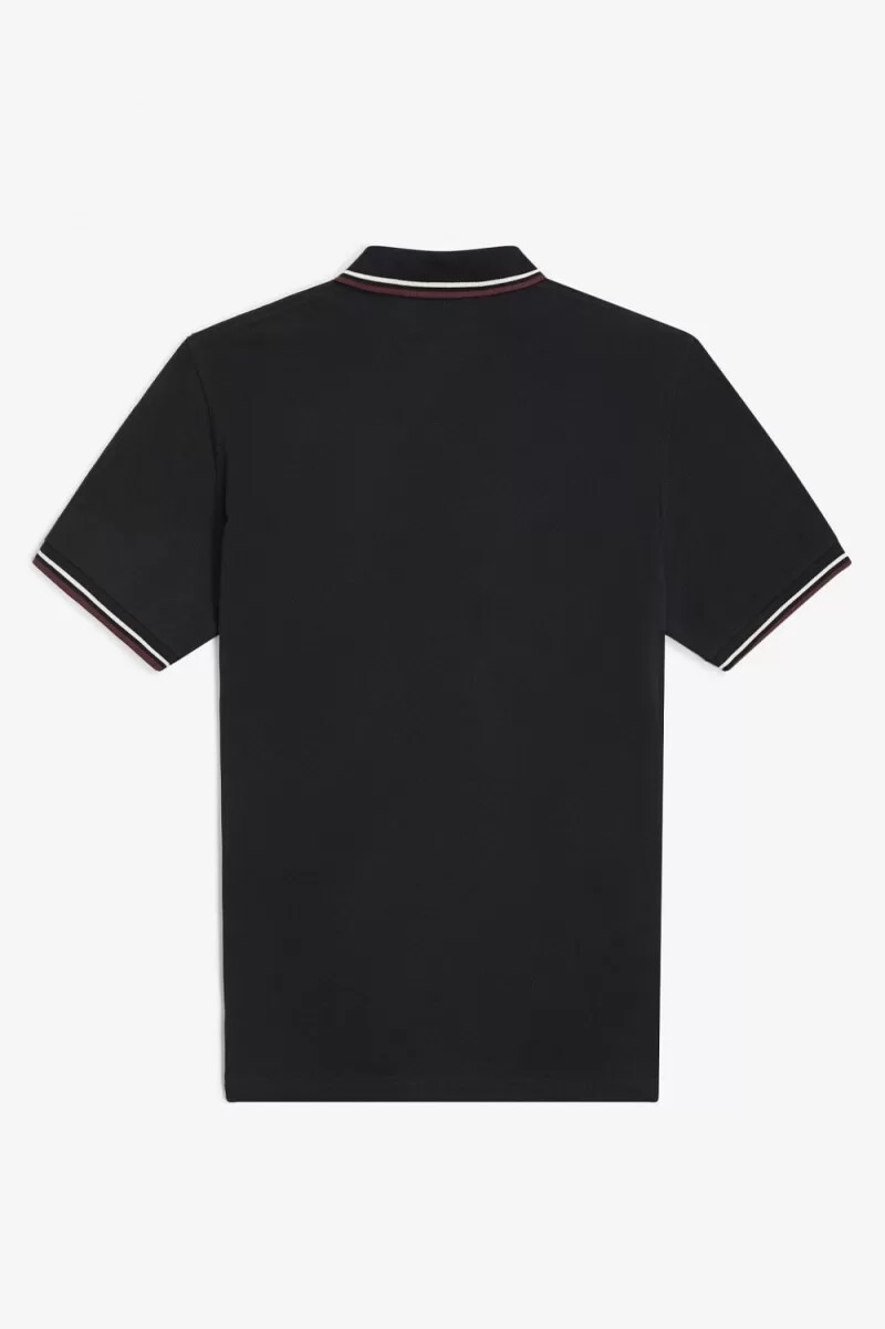 camisa fred perry m12 para hombre color negro beige y sangre de buey