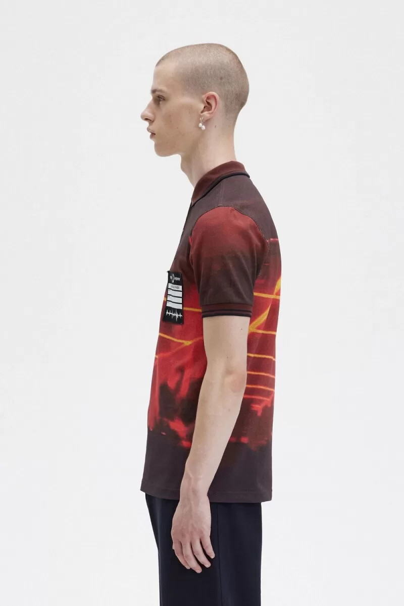 camisa fred perry con estampado gráfico para hombre en rojo estadio