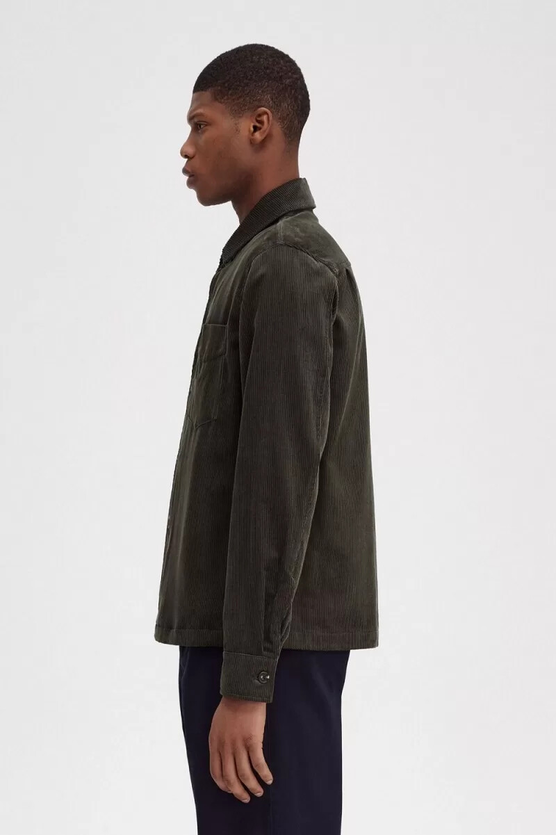 camisa de pana fred perry para hombre color verde campo