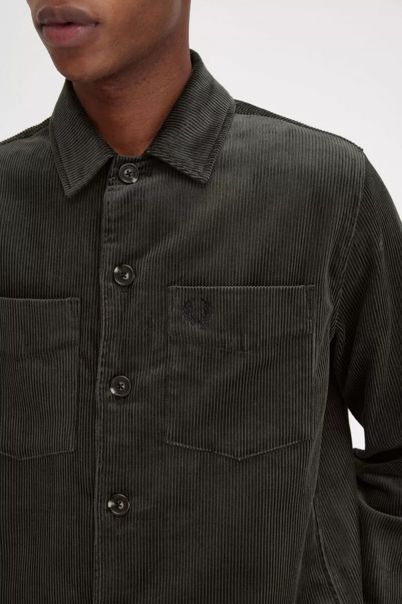 camisa de pana fred perry para hombre color verde campo