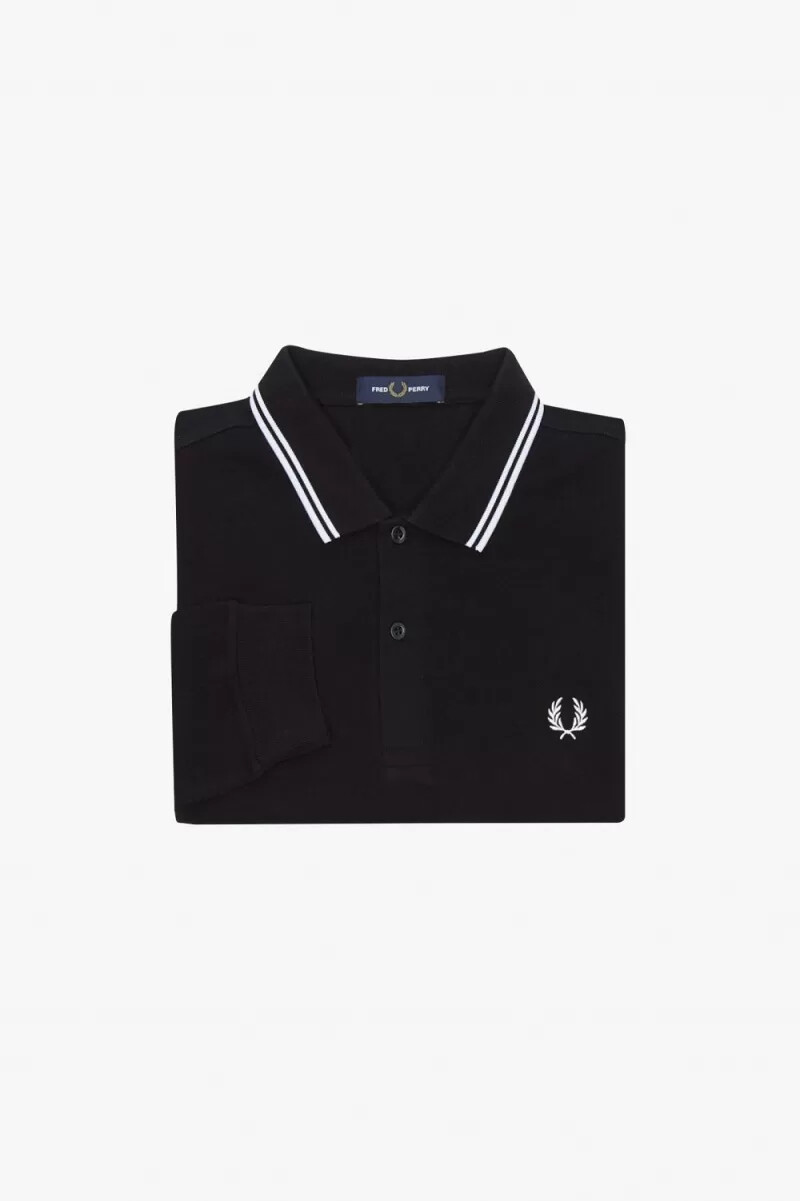 camisa fred perry m3636 para hombre negra y blanca