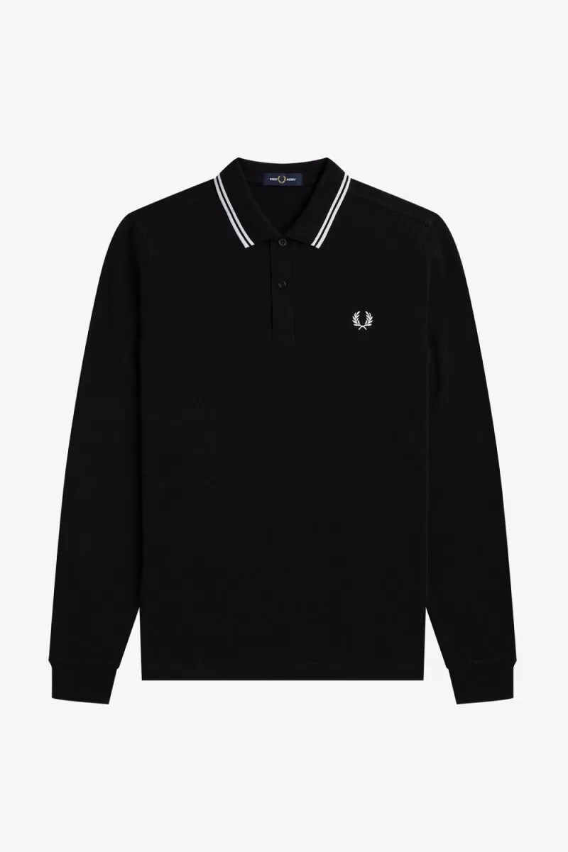 camisa fred perry m3636 para hombre negra y blanca