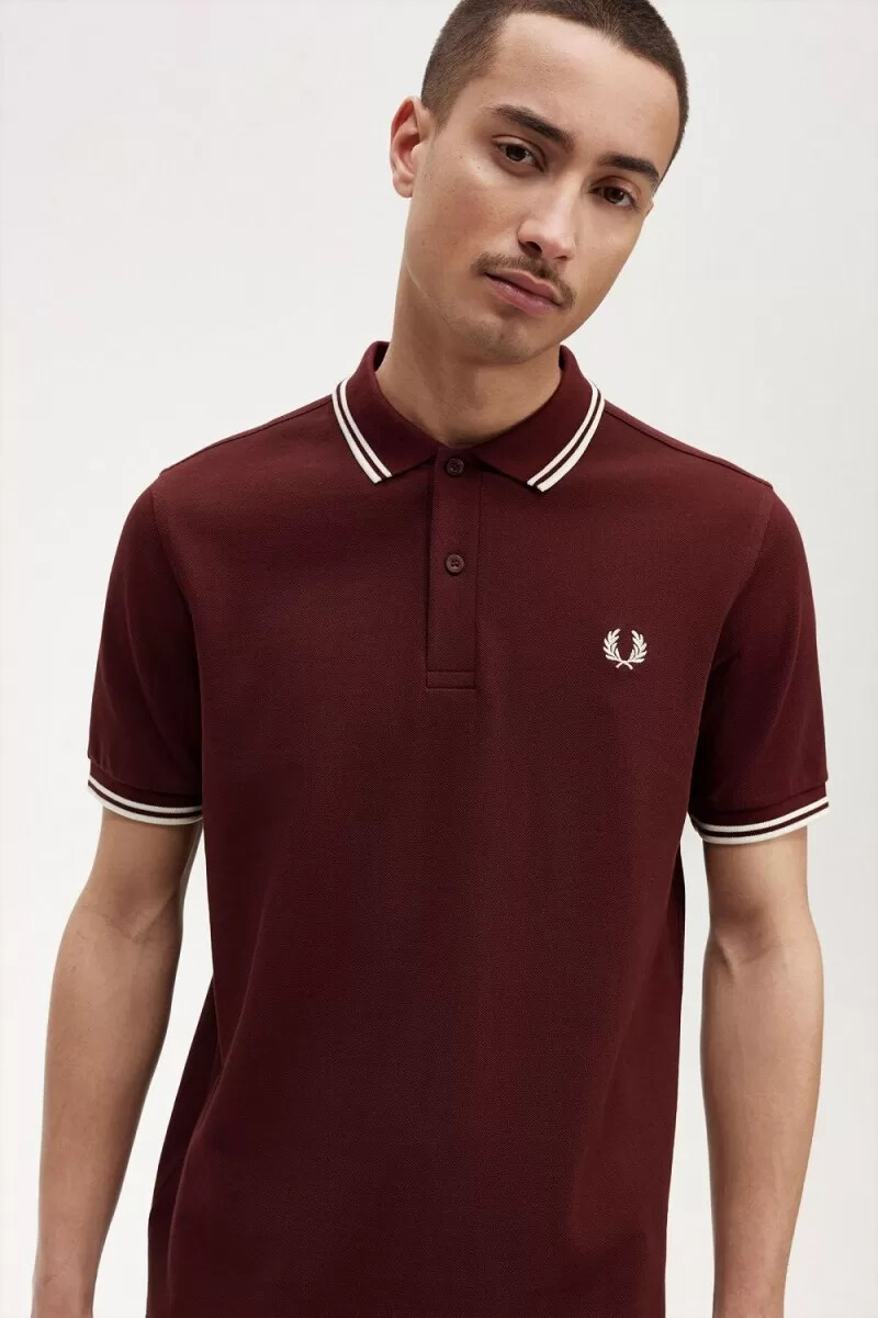 camisa fred perry m3600 para hombre color beige sangre