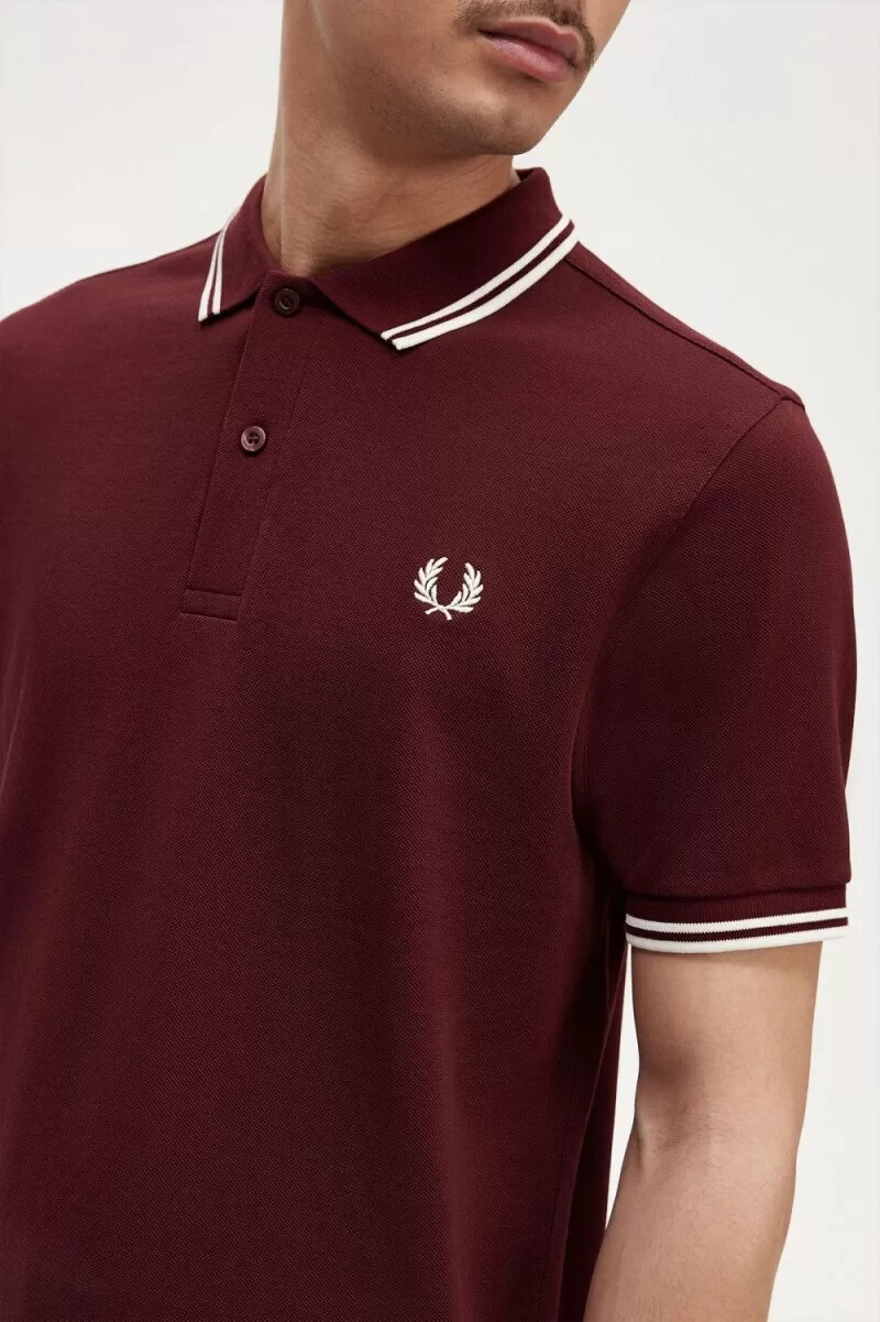 camisa fred perry m3600 para hombre color beige sangre
