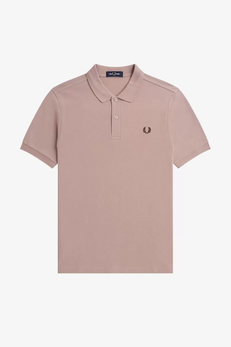 camisa fred perry m6000 para hombre color rosa oscuro y tabaco quemado