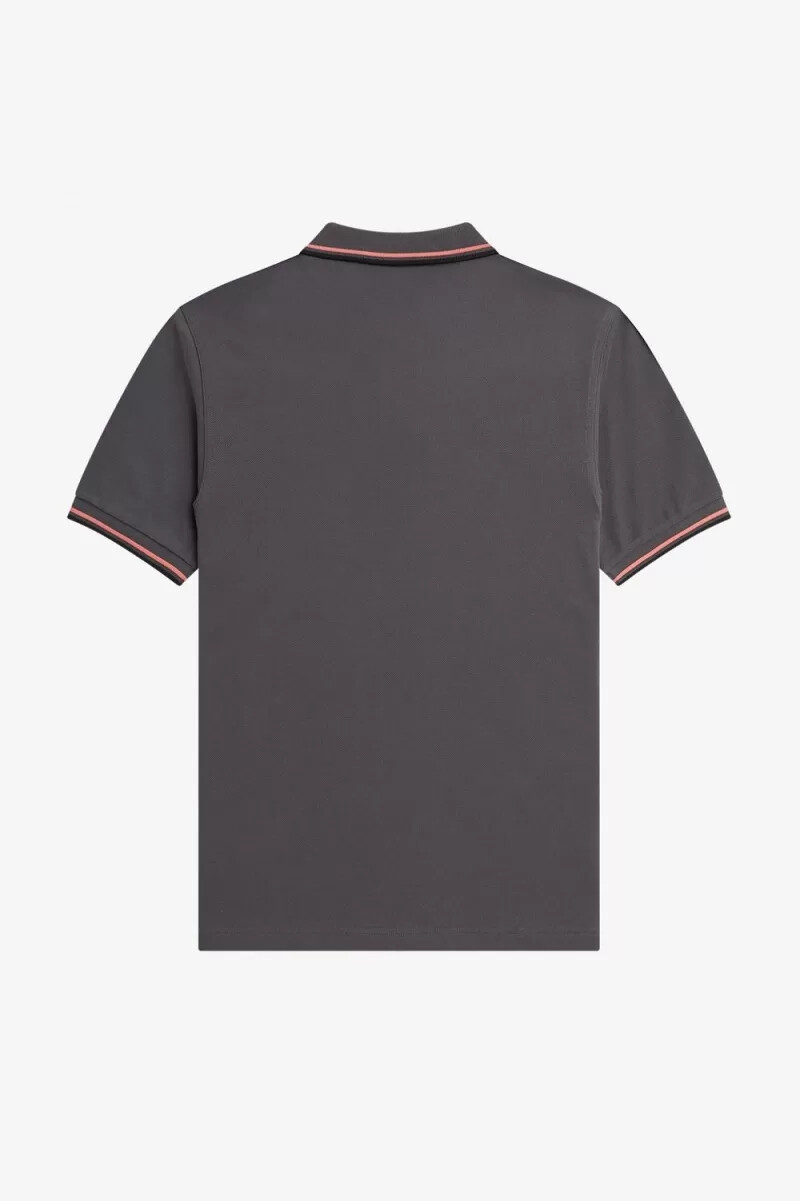 camisa fred perry m3600 para hombre color gris plomo coral y negro intenso