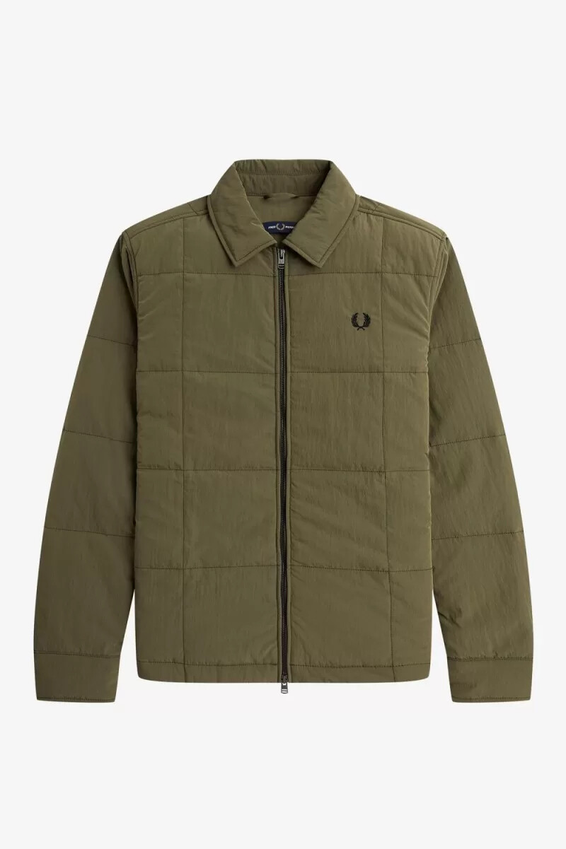 camisa acolchada fred perry para hombre color verde uniforme