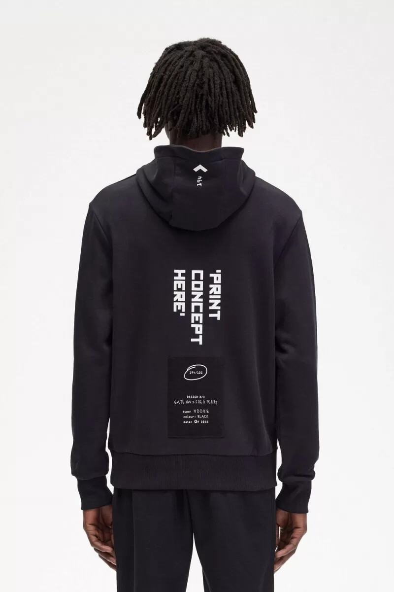 sudadera con capucha estampada fred perry para hombre color negro