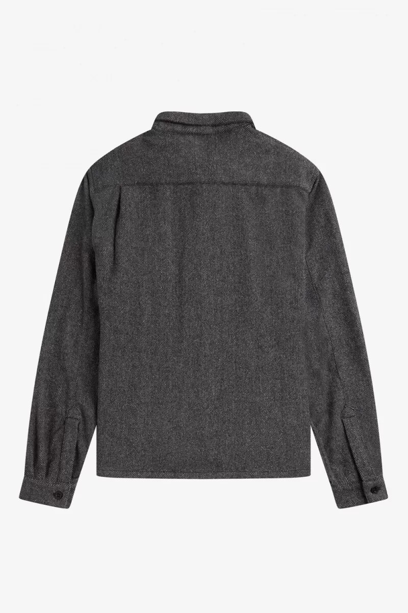 camisa fred perry herringbone para hombre negra