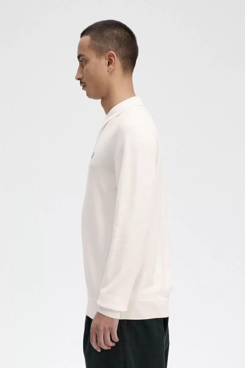 camisa de punto de manga larga fred perry para hombre en beige