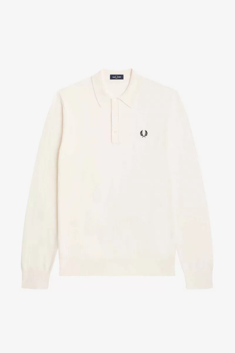 camisa de punto de manga larga fred perry para hombre en beige