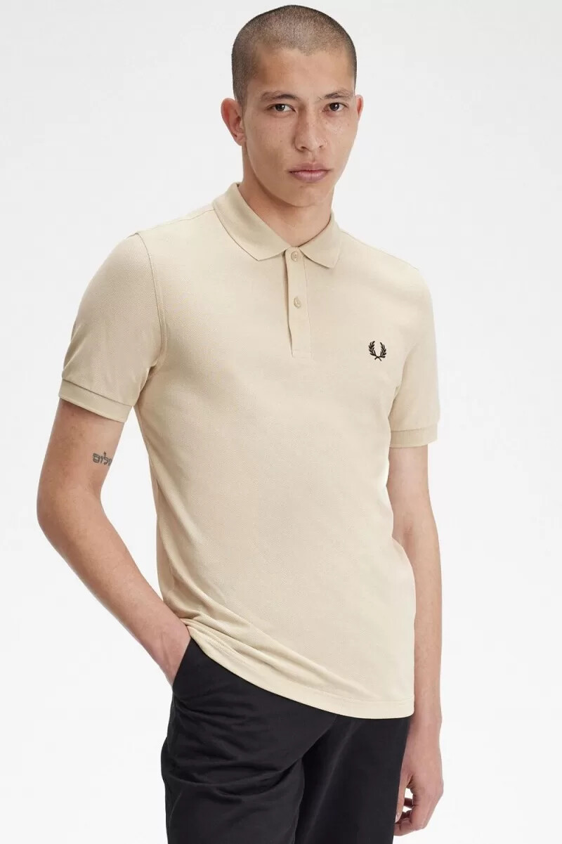 camisa fred perry m6000 para hombre color avena y negro