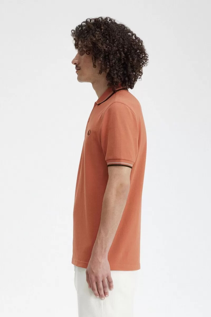 camisa fred perry m3600 para hombre color óxido claro gris cálido verde noche
