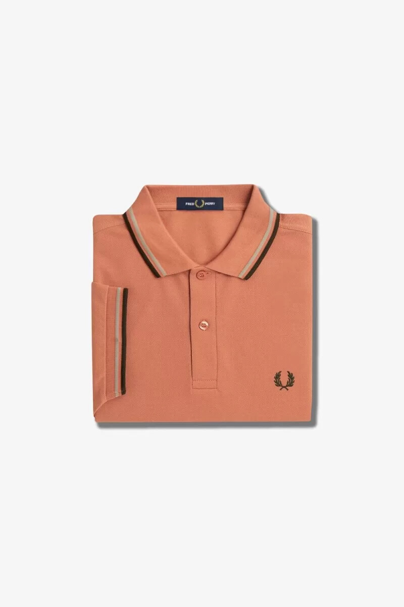 camisa fred perry m3600 para hombre color óxido claro gris cálido verde noche