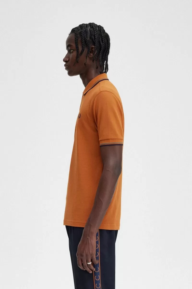 camisa fred perry m3600 para hombre color marrón verde y azul marino