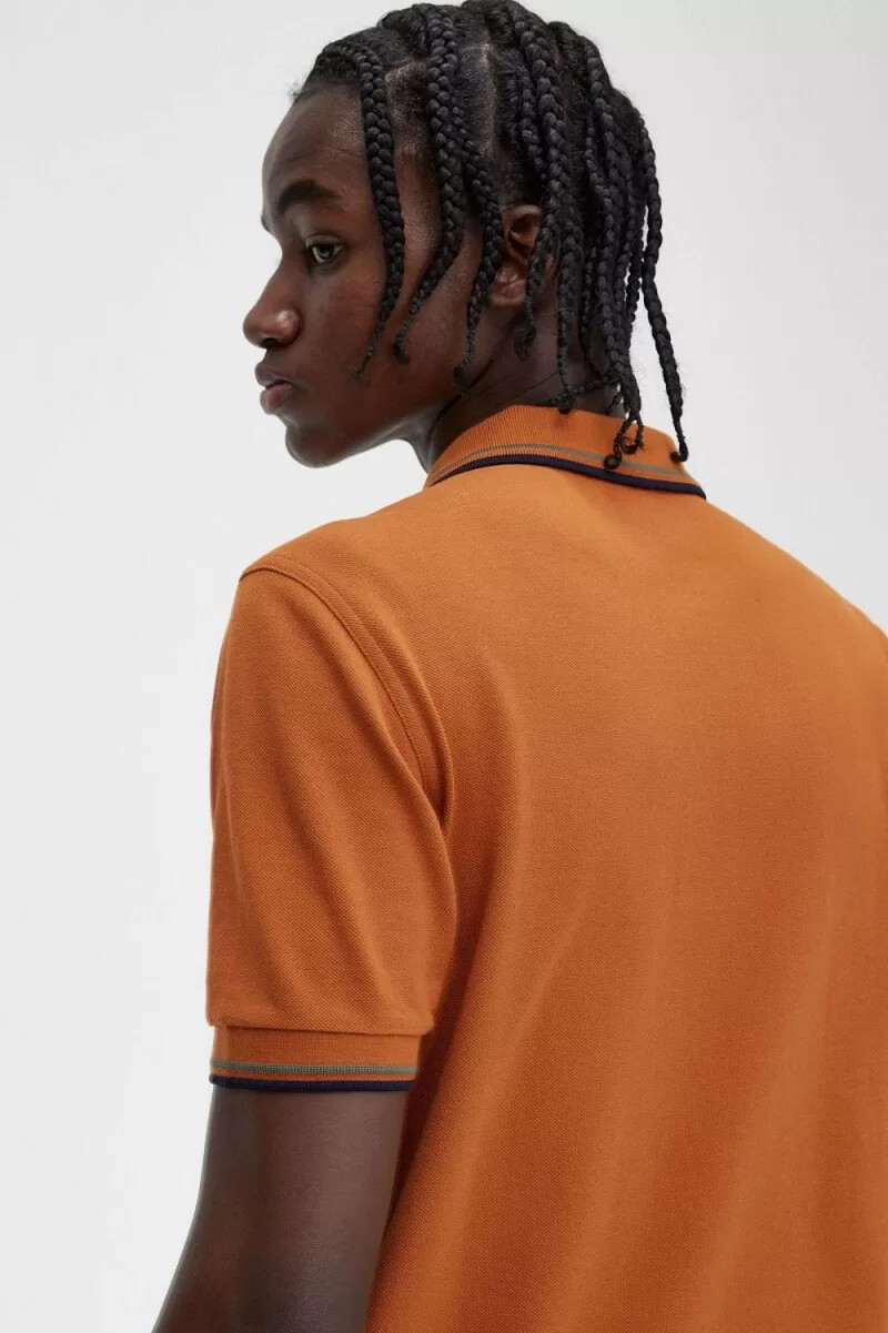 camisa fred perry m3600 para hombre color marrón verde y azul marino