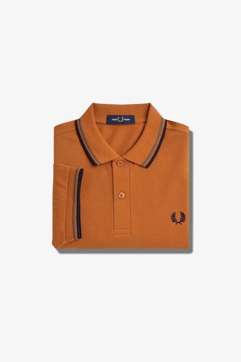 camisa fred perry m3600 para hombre color marrón verde y azul marino