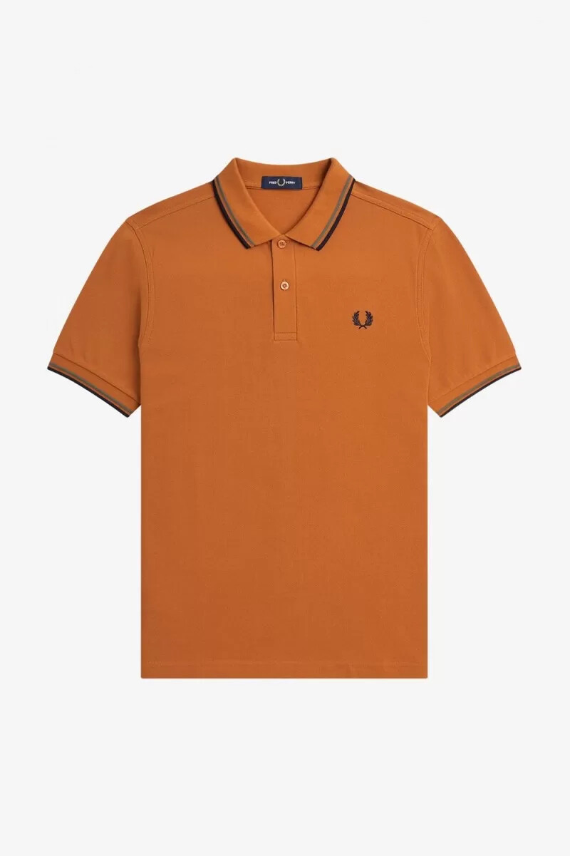 camisa fred perry m3600 para hombre color marrón verde y azul marino