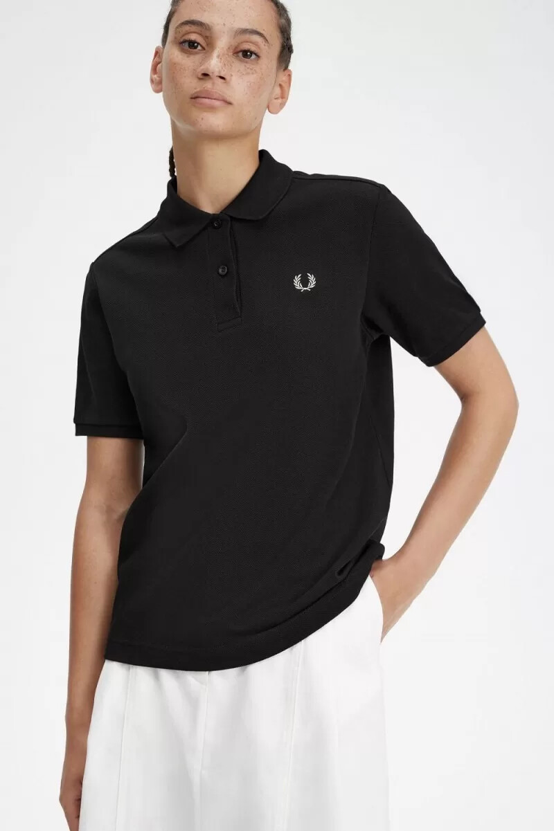 camisa fred perry g6000 para mujer color negro y gris cálido