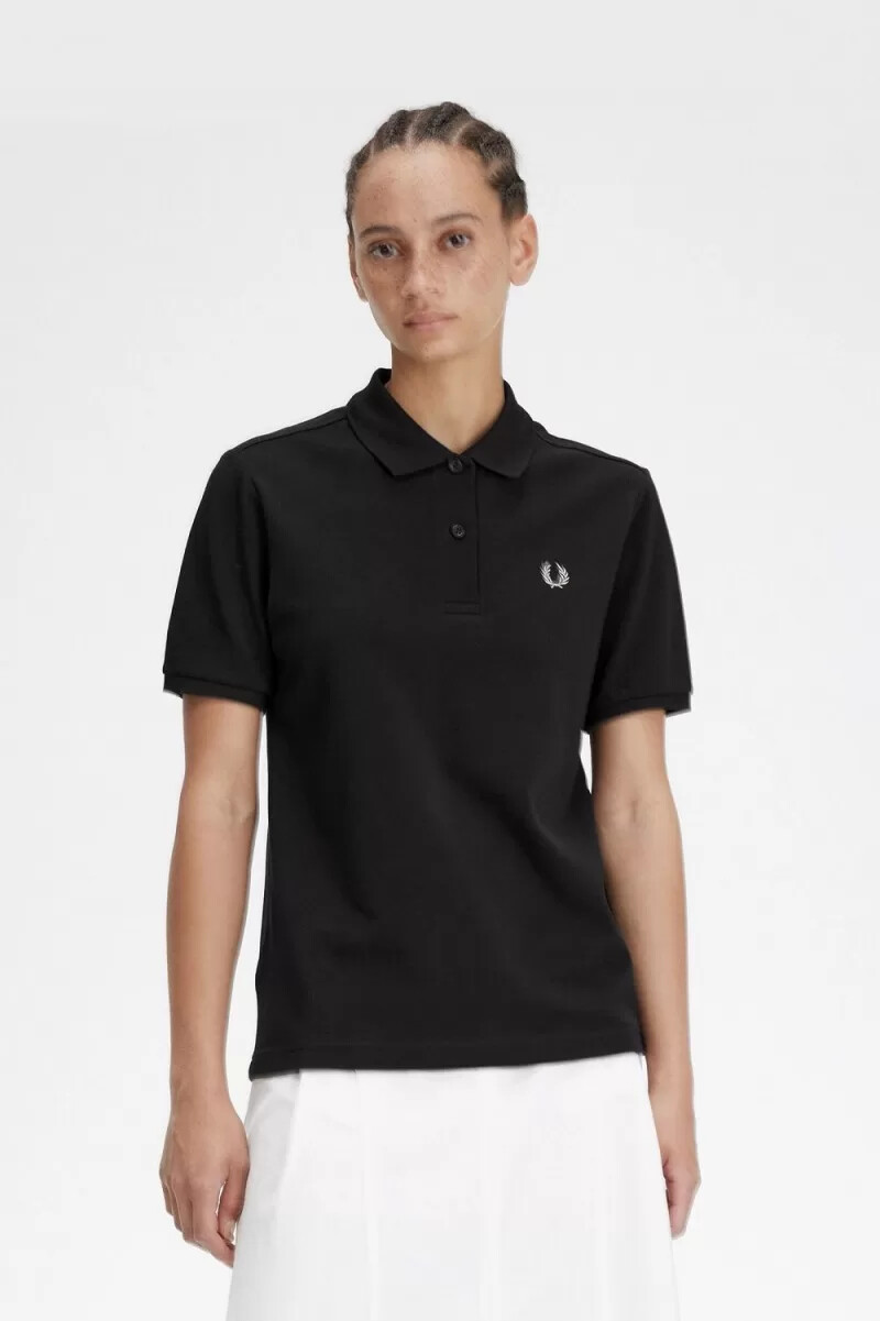 camisa fred perry g6000 para mujer color negro y gris cálido