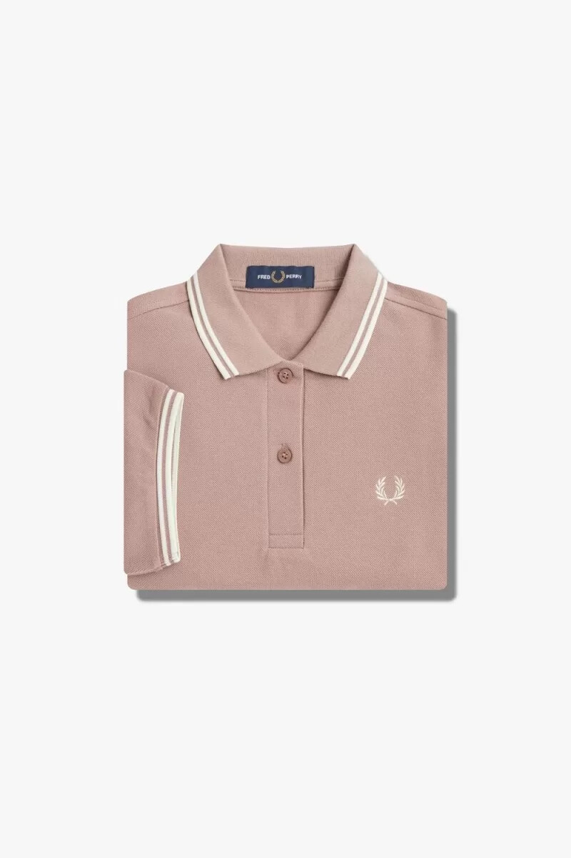 camisa fred perry g3600 para mujer color rosa oscuro y beige