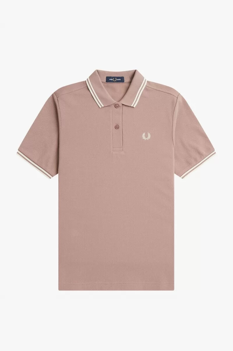 camisa fred perry g3600 para mujer color rosa oscuro y beige
