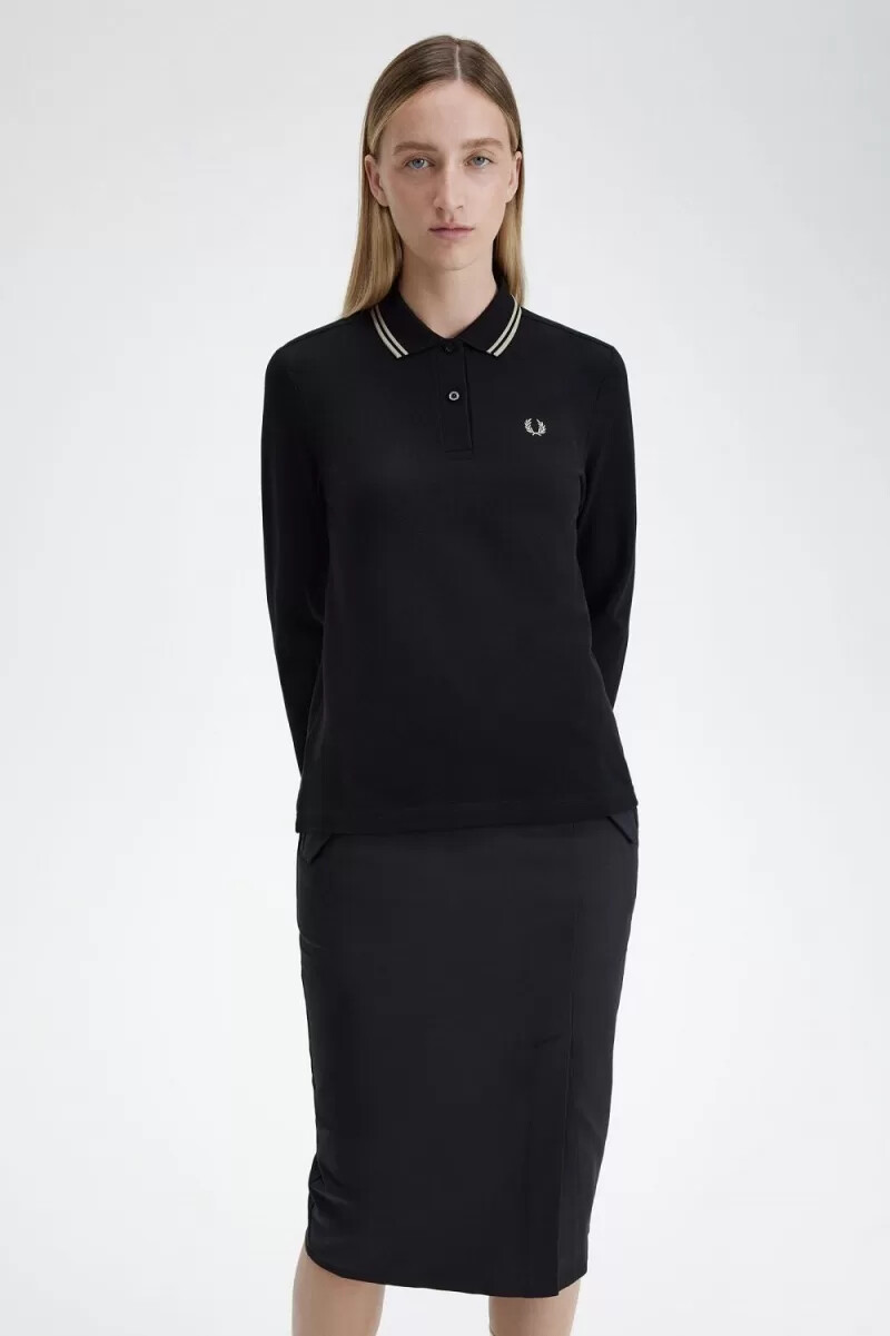 camisa fred perry g3636 para mujer color negro y gris cálido