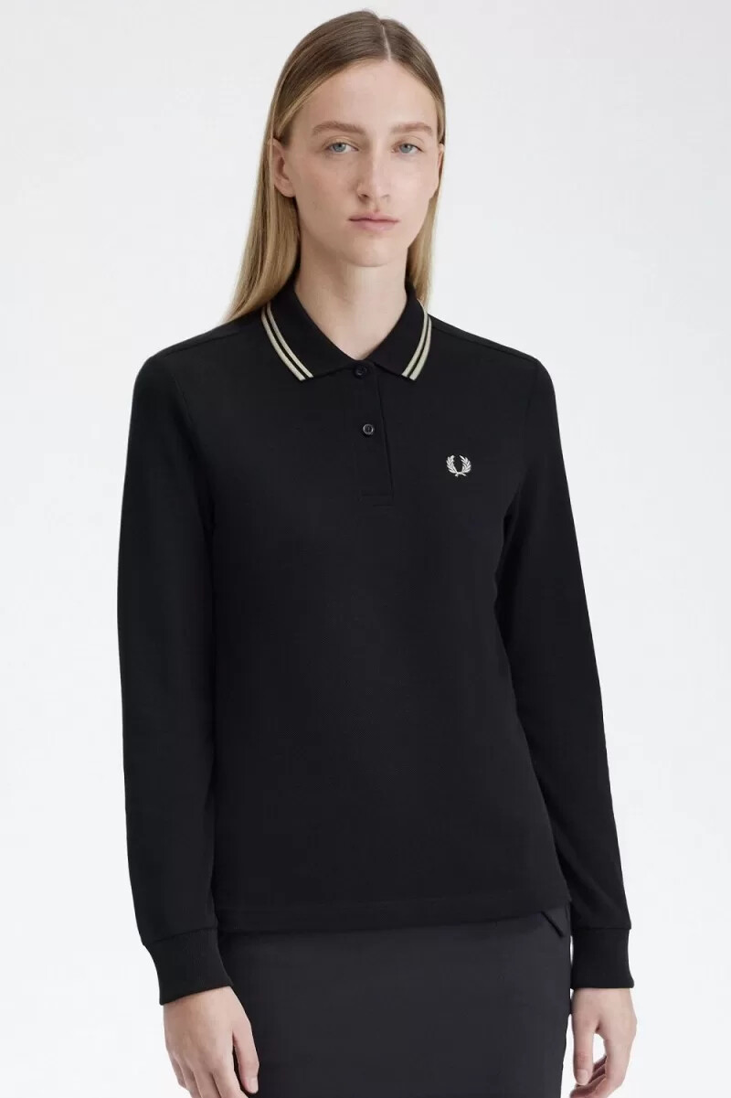 camisa fred perry g3636 para mujer color negro y gris cálido