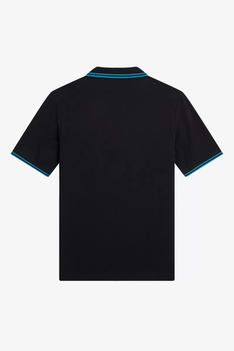 camisa fred perry g3600 para mujer color negro y azul cibernético.