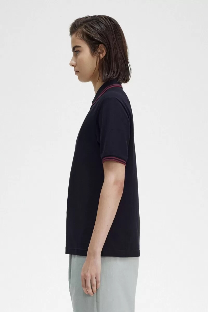 camisa fred perry g3600 para mujer color azul marino color sangre de buey