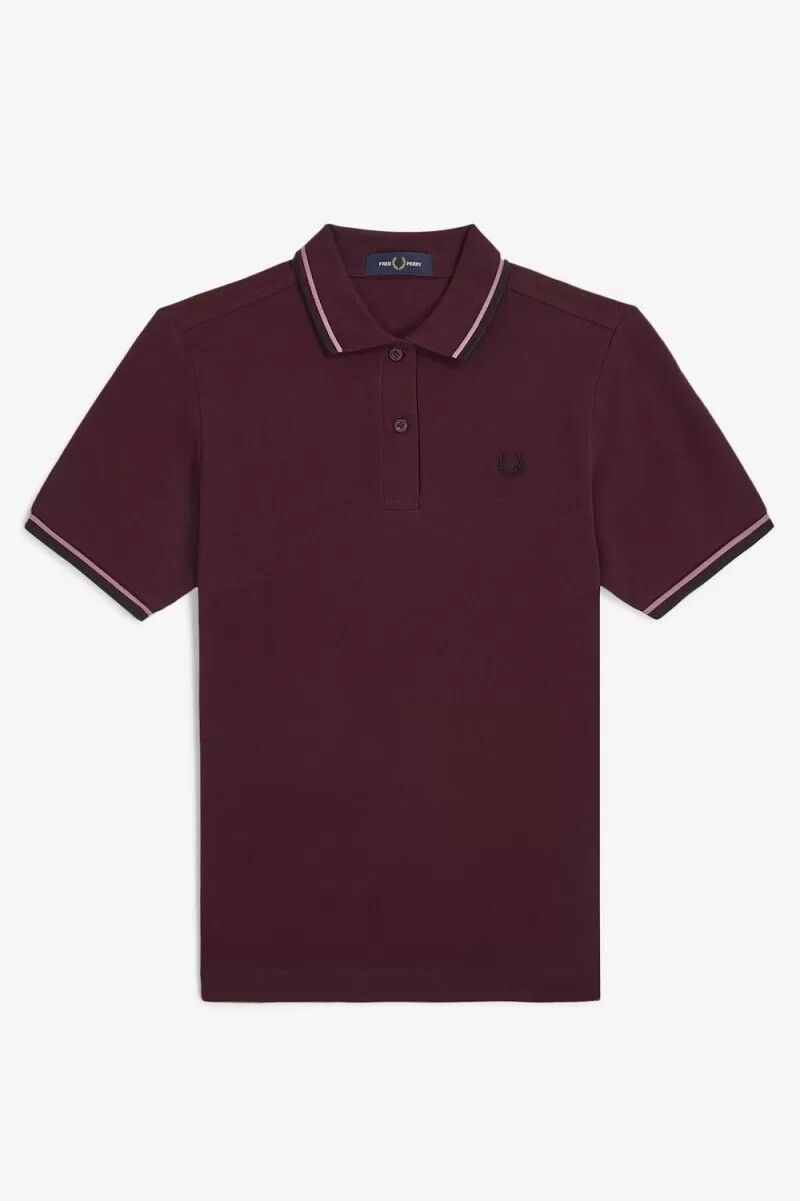 camisa fred perry g3600 para mujer color sangre rosa polvoriento y negro