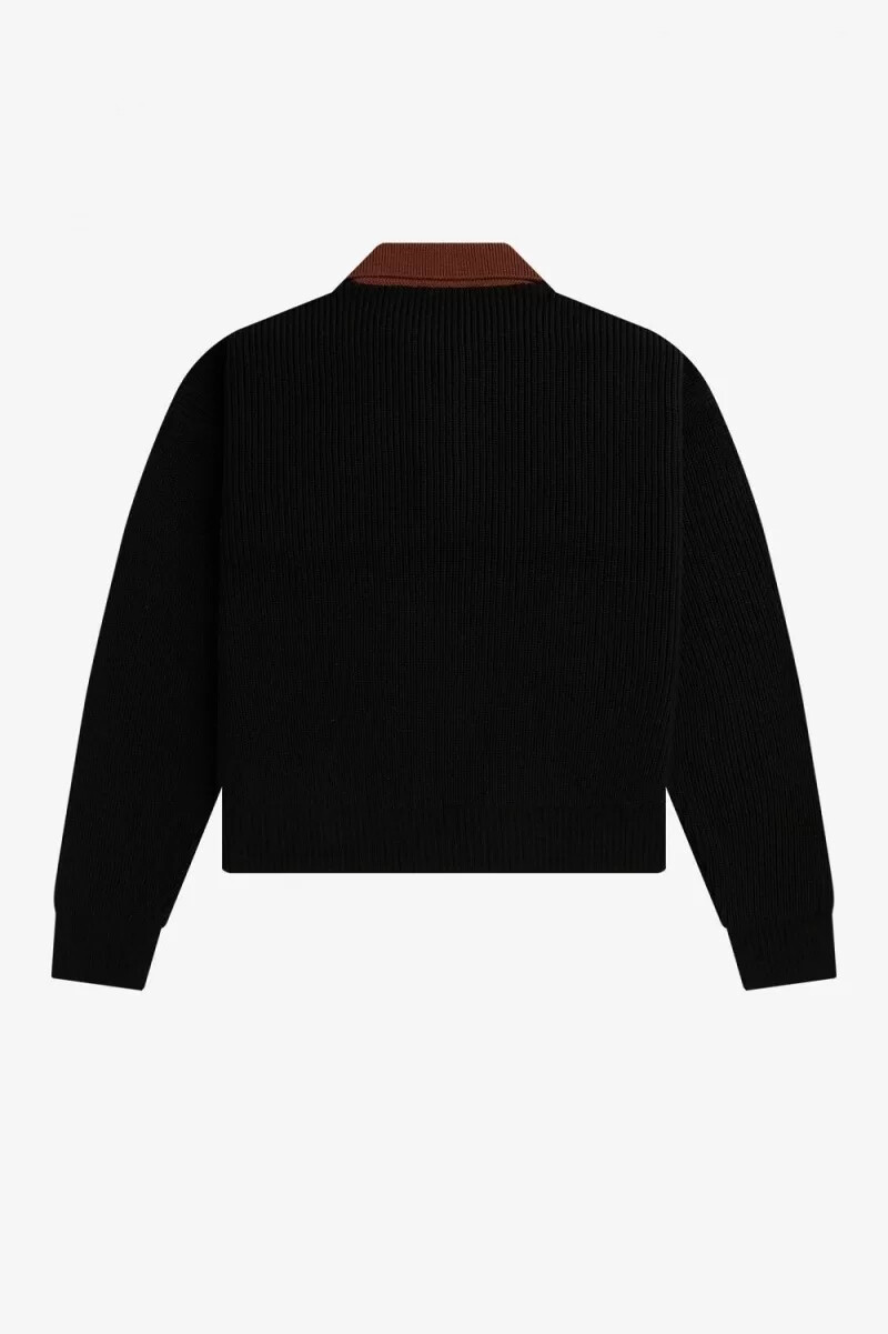 camisa de punto negra para mujer de fred perry