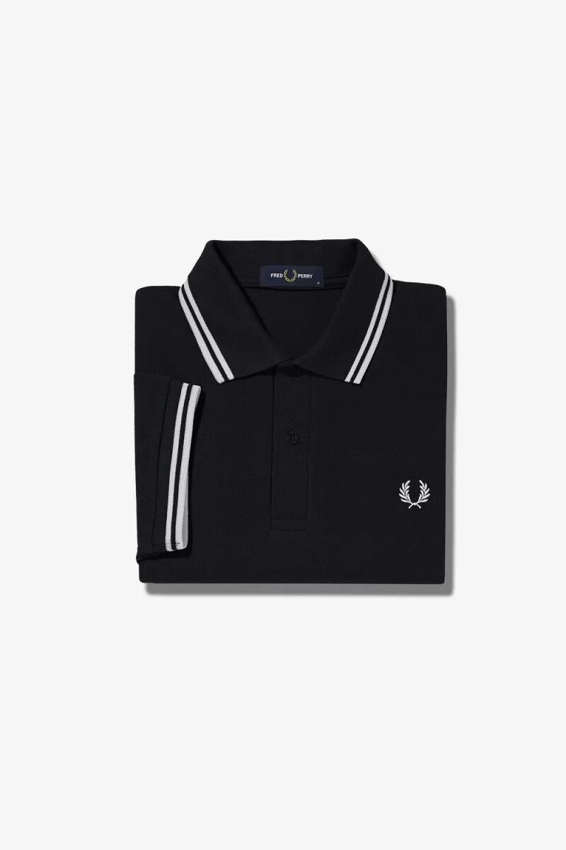camisa fred perry g3600 para mujer negra y blanca