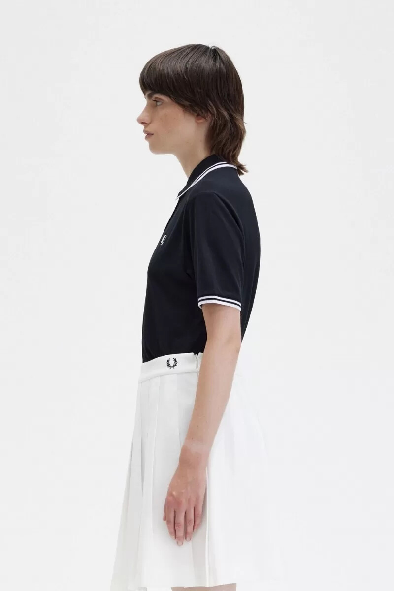 camisa fred perry g3600 para mujer negra y blanca