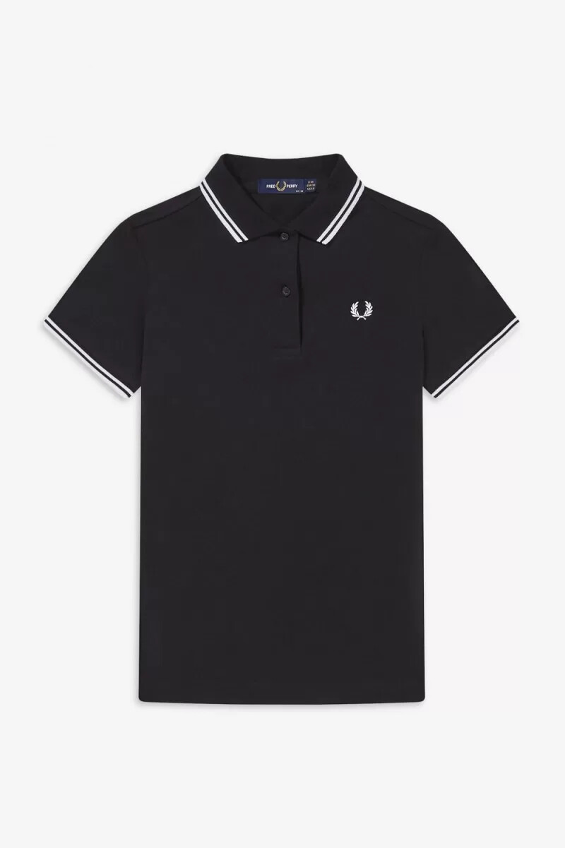 camisa fred perry g3600 para mujer negra y blanca