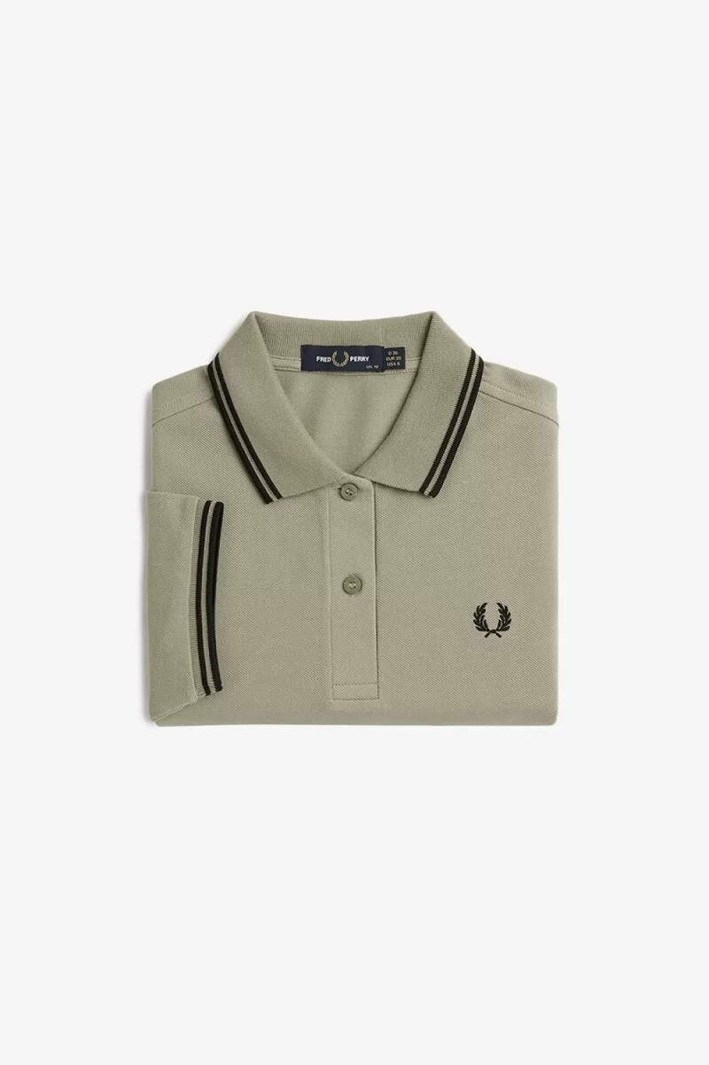camisa fred perry g3600 para mujer gris cálido y negro