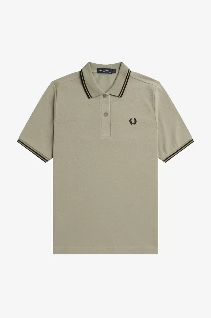 camisa fred perry g3600 para mujer gris cálido y negro