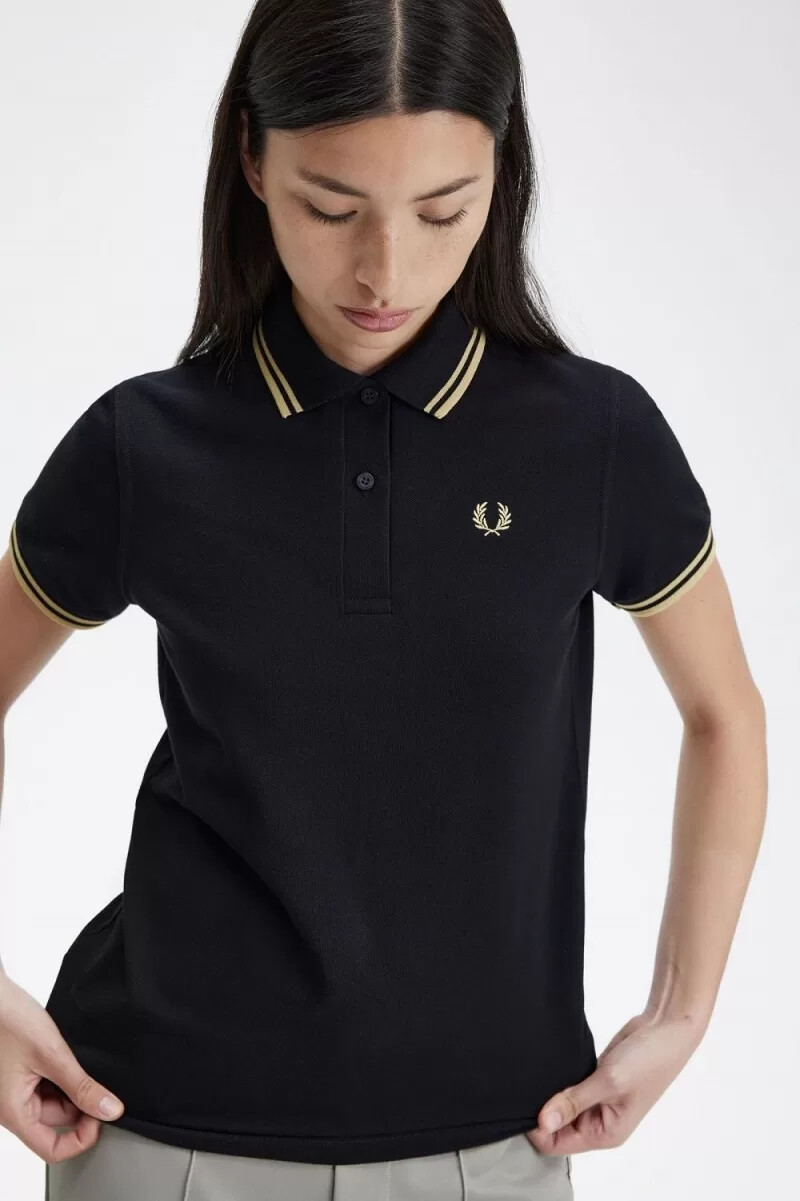 camisa fred perry g12 para mujer color negro champán