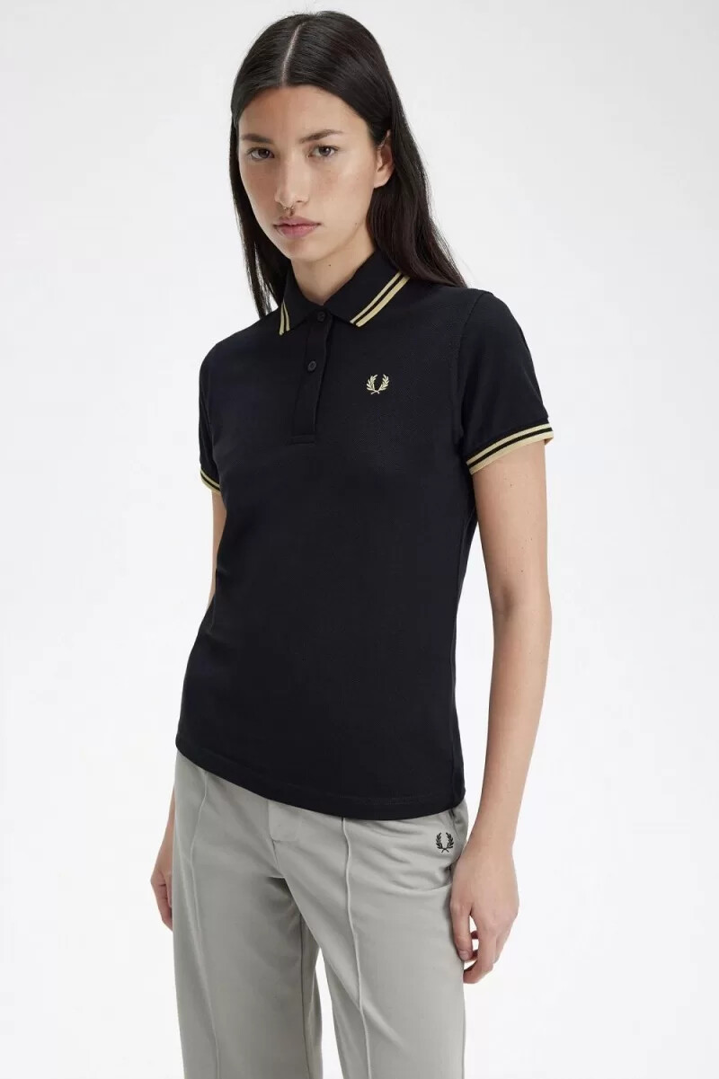 camisa fred perry g12 para mujer color negro champán