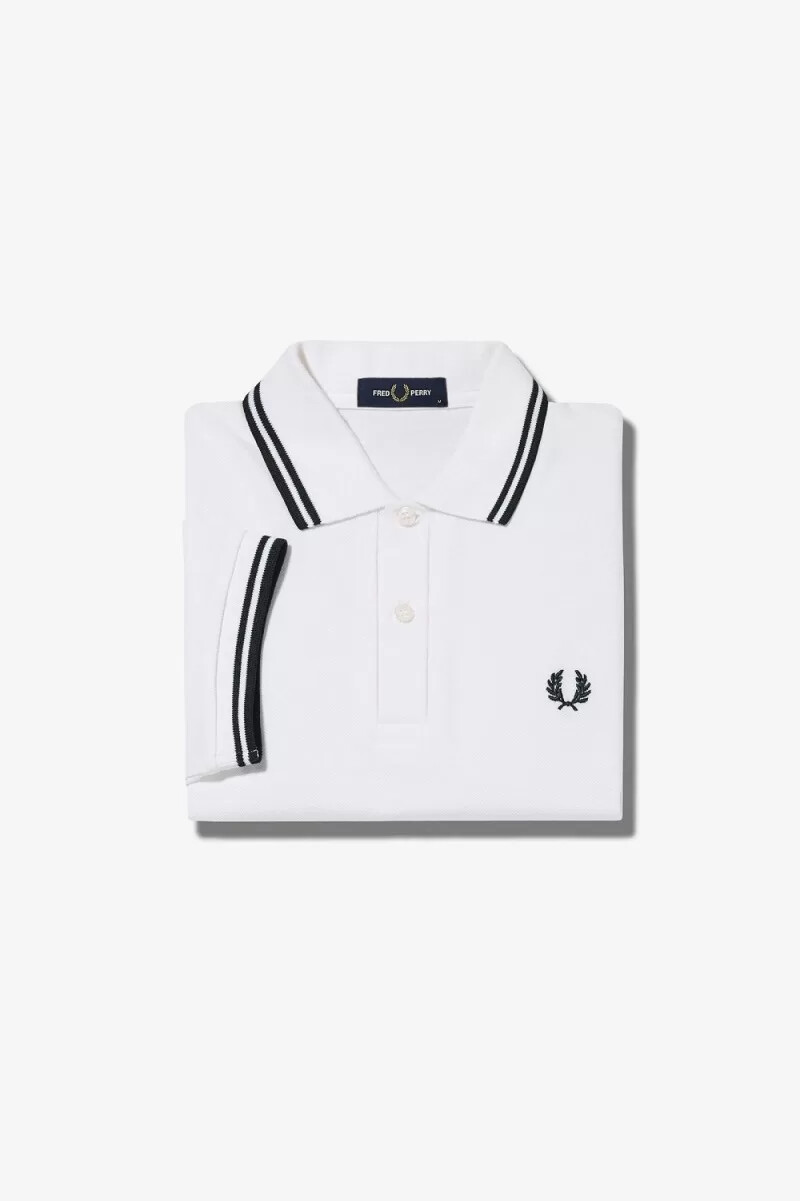camisa fred perry g3600 para mujer blanca y negra