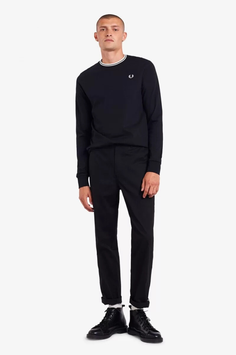 camiseta fred perry twin tipped para hombre negra