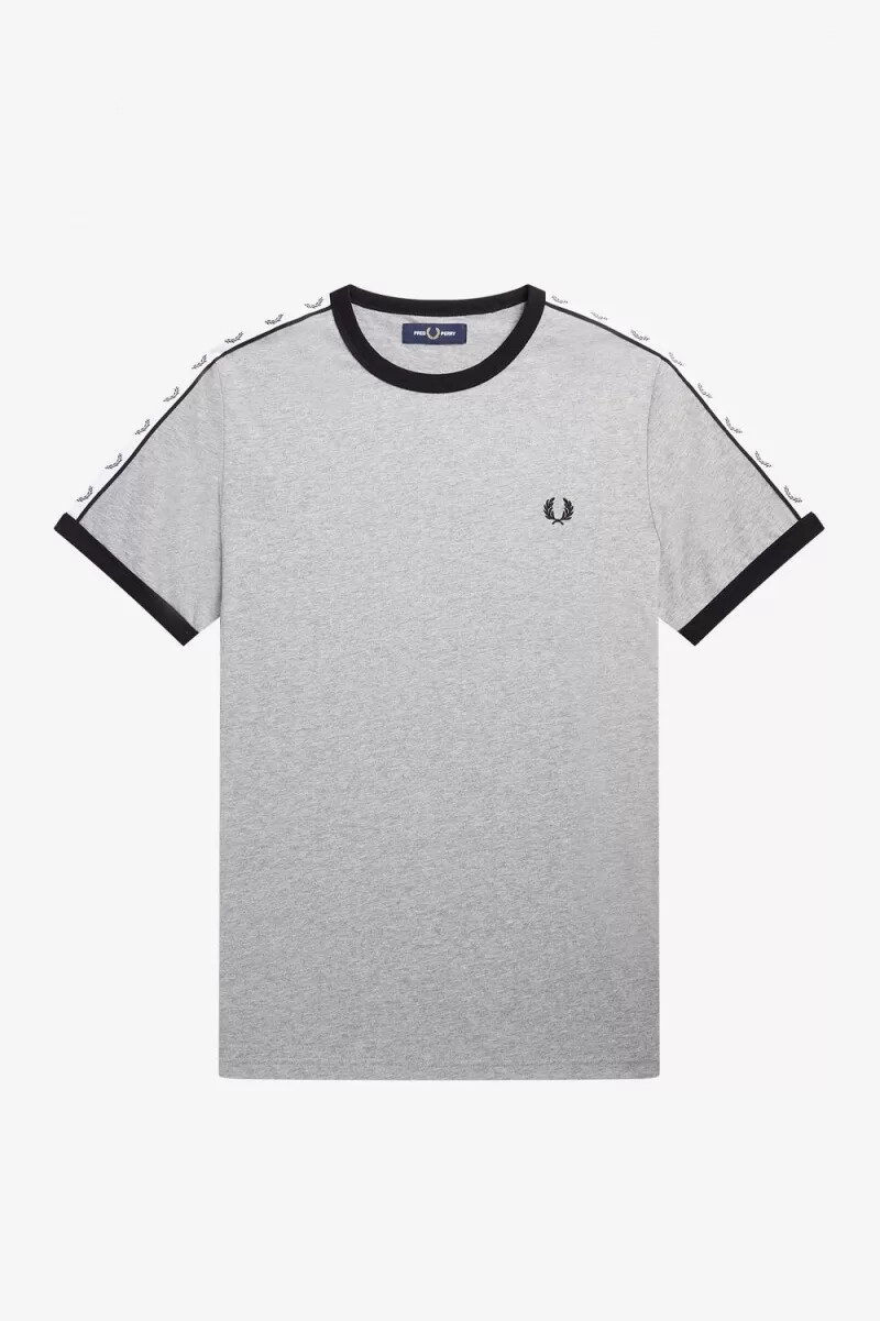 camiseta fred perry con ribetes en gris para hombre