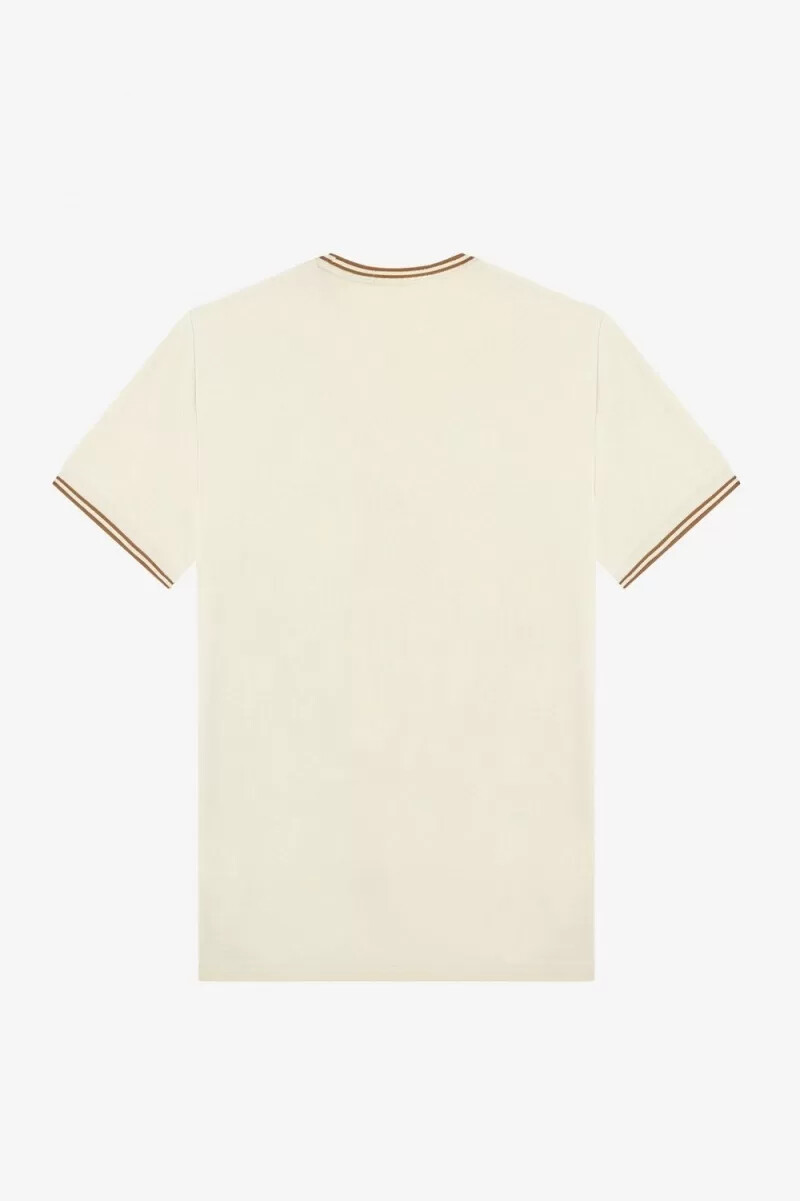 camiseta fred perry twin tipped para hombre color avena
