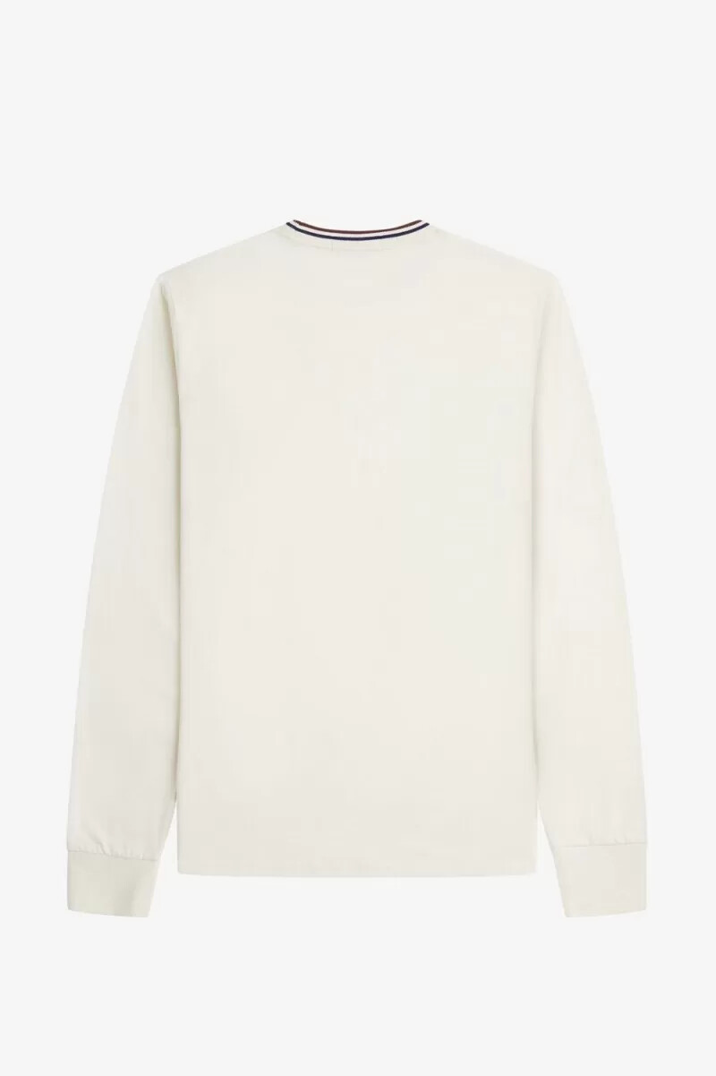 camiseta fred perry twin tipped para hombre beige y marrón whisky