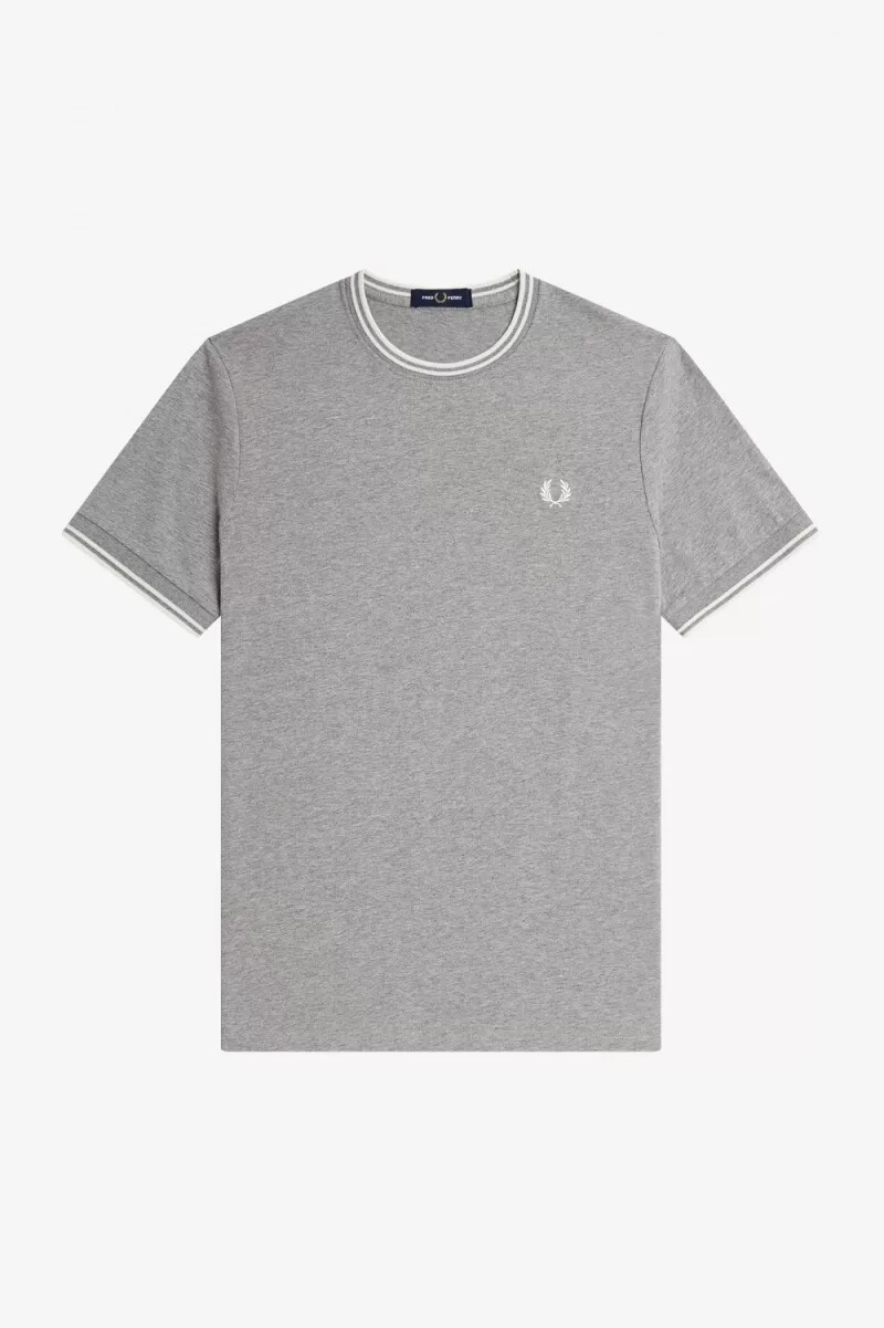 camiseta fred perry twin tipped para hombre gris