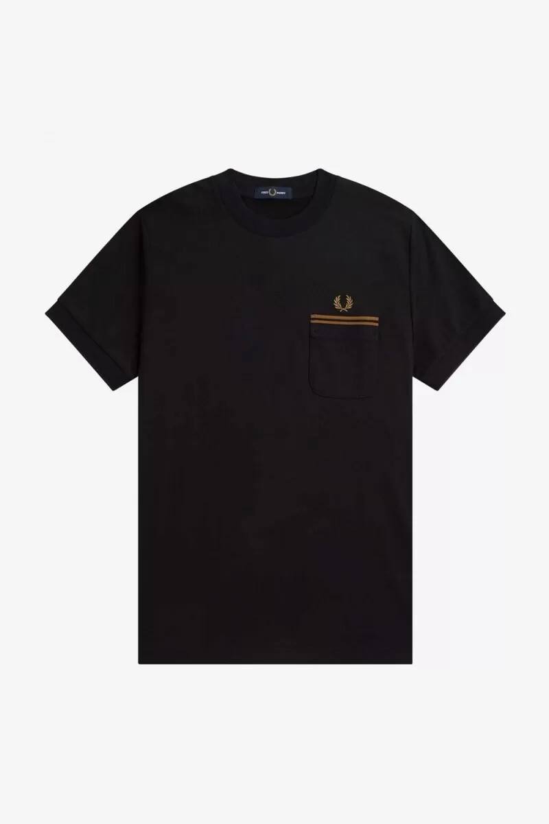 camiseta fred perry con bolsillo doble con ribete negro para hombre