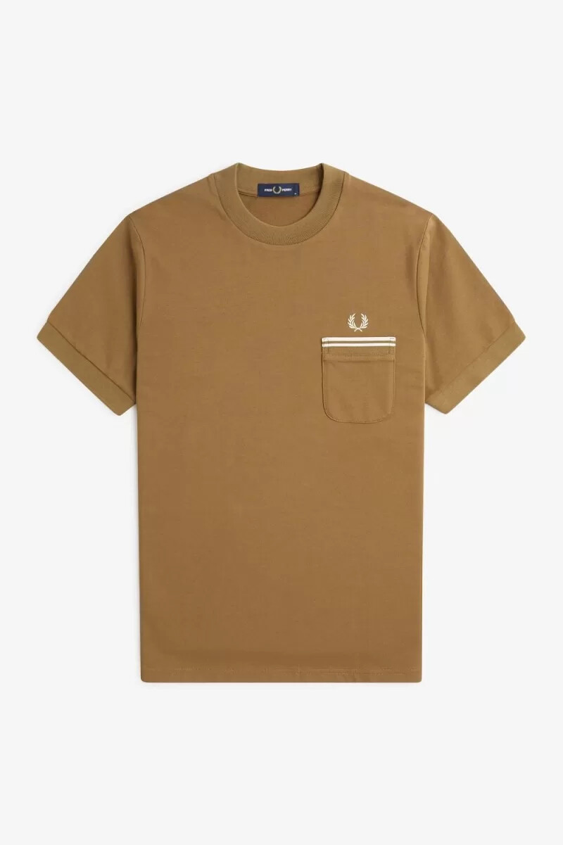 camiseta fred perry loopback jersey pocket para hombre color marrón