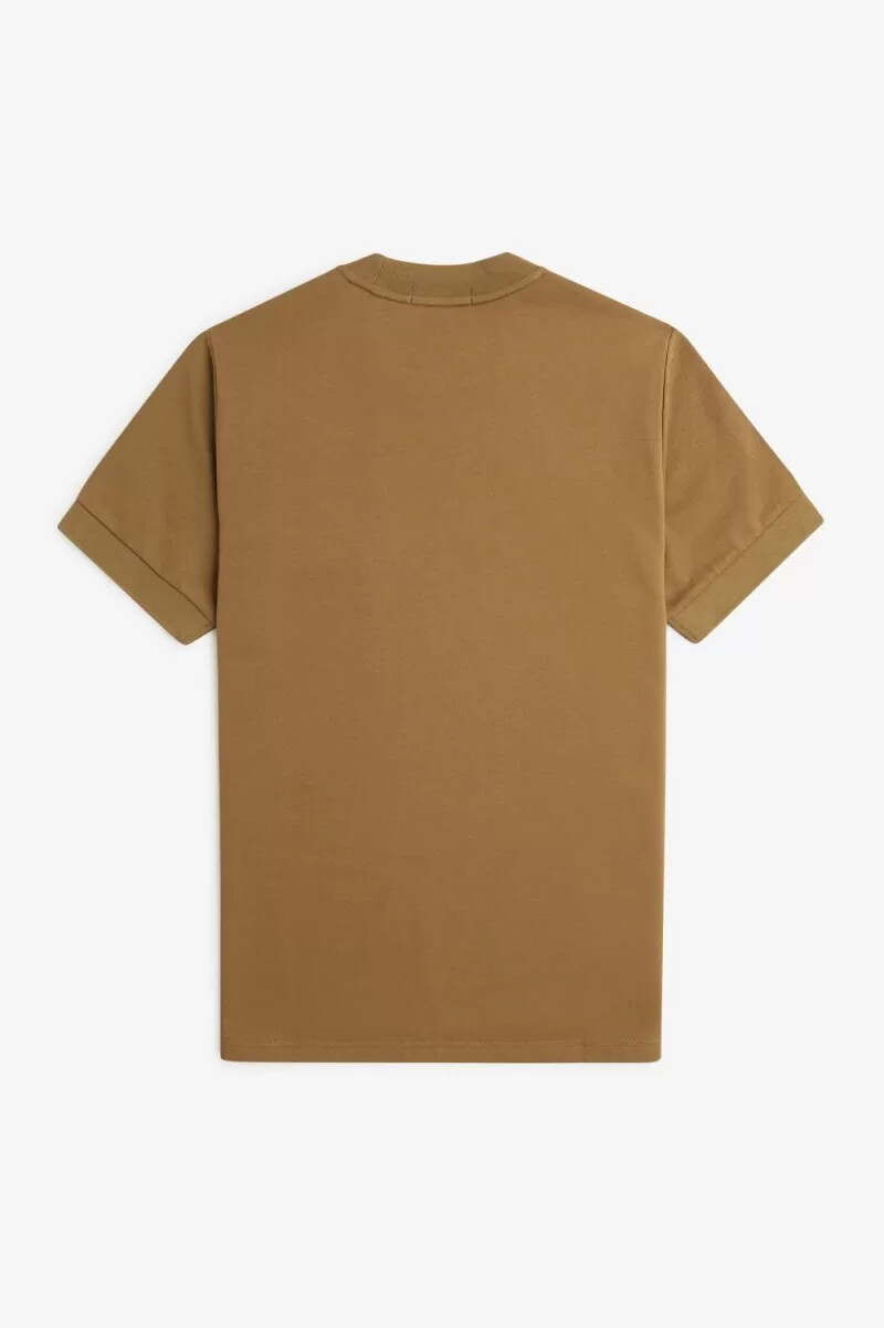 camiseta fred perry loopback jersey pocket para hombre color marrón