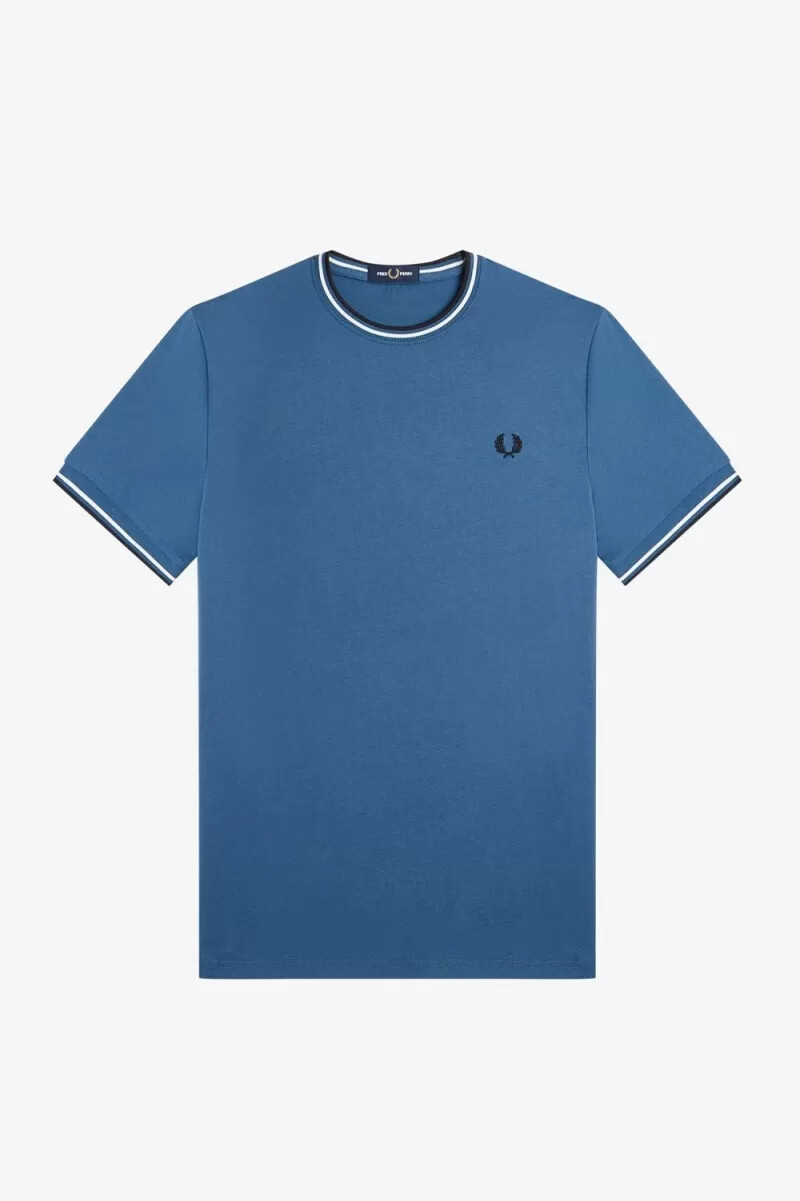 camiseta fred perry twin tipped para hombre azul medianoche